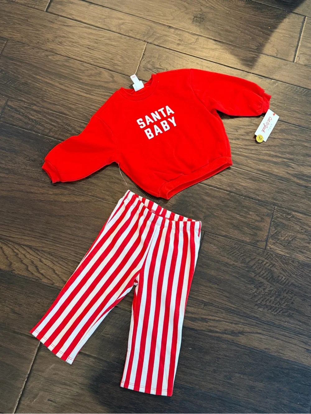 Cat & Jack Santa baby outfit sweater pants set red and white nwt